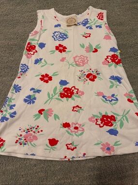 Girls Floral A-Line Skirt - White with Red, Pink & Blue Flowers